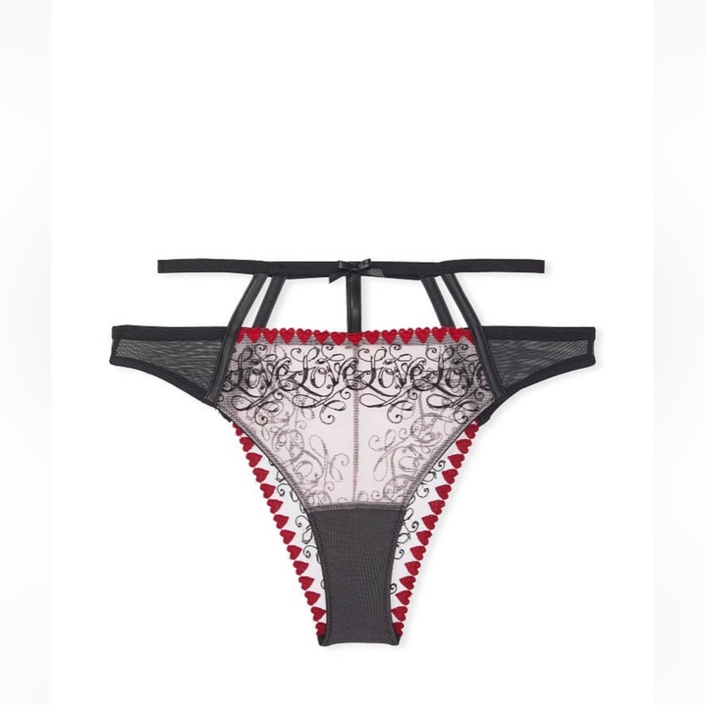 Victoria’s Secret VERY SEXY Love Letters Embroidery Strappy Panty Medium NEW
